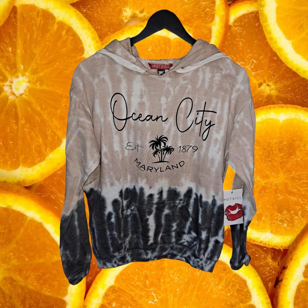 New Hot Kiss Ocean City Maryland Tie‎ Dye Hooded Sweatshirt Size Medium
